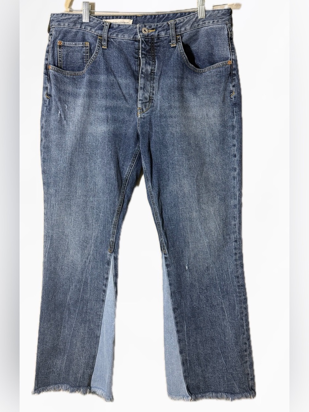 Pilcro and the Letterpress Two-Tone Blue Wide Leg Jeans